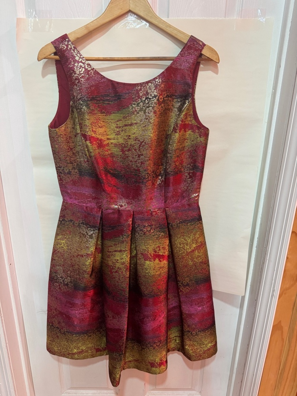 Nicole Miller Metallic Jacquard Fit and Flare Mini Dress Size Large